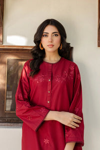 Maroon embroidered dress(2-4 weeks delivery)
