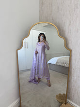 Load image into Gallery viewer, Chickankari lilac angrakha frock with chiffon duppata and trouser