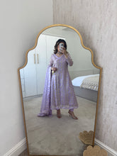 Load image into Gallery viewer, Chickankari lilac angrakha frock with chiffon duppata and trouser