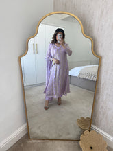 Load image into Gallery viewer, Chickankari lilac angrakha frock with chiffon duppata and trouser