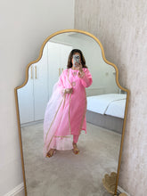 Load image into Gallery viewer, Pale pink Mirror work shirt with organza duppata and trouser