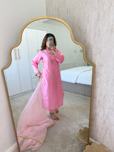 Load image into Gallery viewer, Pale pink Mirror work shirt with organza duppata and trouser