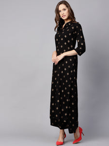 Black gold printed kurta and trouser (PREORDER 2-4 WEEKS DELIVERY)