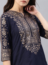 Load image into Gallery viewer, Blue printed kurta Only