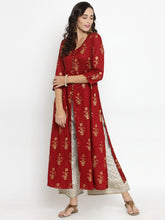 Load image into Gallery viewer, Women Red & Off-White Printed Kurta with Palazzos (PREORDER 2-4 WEEKS DELIVERY)
