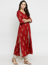 Load image into Gallery viewer, Women Red & Off-White Printed Kurta with Palazzos (PREORDER 2-4 WEEKS DELIVERY)
