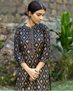 Black And Golden Kurta And Palazzo Set (PREORDER 2-4 WEEKS DELIVERY)