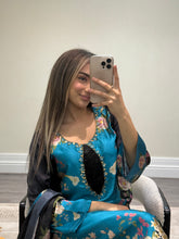 Load image into Gallery viewer, Silk 3 piece suit lulusar inspired with handwork on neckline. Kameez suit.