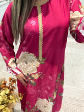Load image into Gallery viewer, Long fusion 2 piece coord with detailing neckline. Shirt and trouser. Pakistani outfit.
