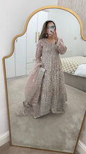 Load image into Gallery viewer, Double gown Organza handwork embroidered outfit with organza duppata