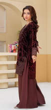 Load image into Gallery viewer, Velvet Embroidered coord with plazzo trouser
