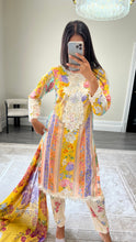 Load image into Gallery viewer, Maria B inspired embroidered lawn suit colourful print with chiffon duppata