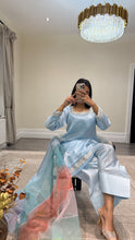 Load image into Gallery viewer, silk diamonte 3 piece suit with organza duppata