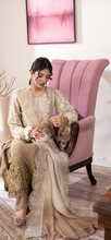Load image into Gallery viewer, Maria B inspired collection. Chiffon shirt with embroidery and embellishments. Trouser and duppata.