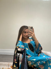 Load image into Gallery viewer, Silk 3 piece suit lulusar inspired with handwork on neckline. Kameez suit.