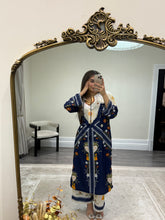 Load image into Gallery viewer, Long fusion 2 piece coord with detailing neckline. Shirt and trouser. Pakistani outfit.