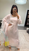 Load image into Gallery viewer, silk diamonte 3 piece suit with organza duppata