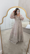 Load image into Gallery viewer, Double gown Organza handwork embroidered outfit with organza duppata