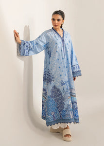 Blue Printed Embroidered Shirt (2-4 weeks delivery)
