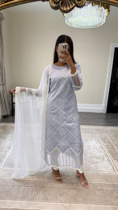 Chikankari 3 piece suit with crinkle duppata