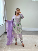 Load image into Gallery viewer, Maria B inspired embroidered lawn suit 2 colours black and lilac