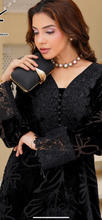 Load image into Gallery viewer, Velvet Embroidered coord with plazzo trouser