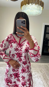 Poly cotton printed 2 piece coord with shirt and trouser.