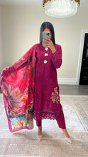 Load image into Gallery viewer, Maria B Inspired  embroidered chikankari lawn suit with silk duppata