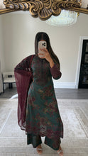 Load image into Gallery viewer, Maria B inspired embroidered lawn suit green and plum