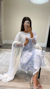 Chikankari 3 piece suit with crinkle duppata