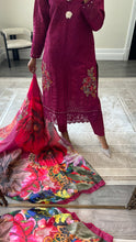 Load image into Gallery viewer, Maria B Inspired  embroidered chikankari lawn suit with silk duppata