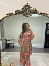 Load image into Gallery viewer, Stylish silk printed 2 piece coord set with printed shirt and trouser. One size fits all.