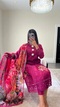 Load image into Gallery viewer, Maria B Inspired  embroidered chikankari lawn suit with silk duppata