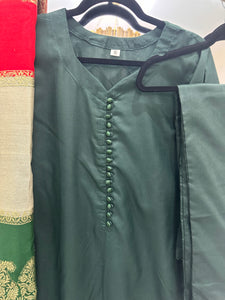 Dhanak 3 piece suit with shawl duppata Green