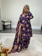 Load image into Gallery viewer, Volume 2 Winter printed lilen suits with lace details and cheddar duppata. Shirt with trouser and duppata winter prints Asian casual suit (immediate dispatch)