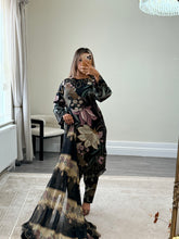 Load image into Gallery viewer, Maria B inspired embroidered lawn suit 2 colours black and lilac