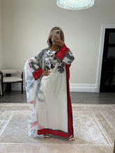 Load image into Gallery viewer, Varzah kaftan style long shirt with khadi net duppata and wide leg trouser