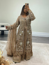 Load image into Gallery viewer, Soraya inspired diamonte 3 piece suit with cotton net duppata and crush silk inner