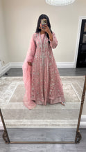 Load image into Gallery viewer, Organza handwork embroidered suit with organza duppata