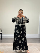 Load image into Gallery viewer, Cotton silk kaftan style 2 piece with embellishments and cotton silk trouser. Eid collection. Party wear.