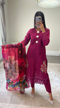 Load image into Gallery viewer, Maria B Inspired  embroidered chikankari lawn suit with silk duppata