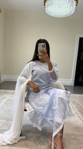 Chikankari 3 piece suit with crinkle duppata