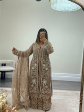 Load image into Gallery viewer, Soraya inspired diamonte 3 piece suit with cotton net duppata and crush silk inner