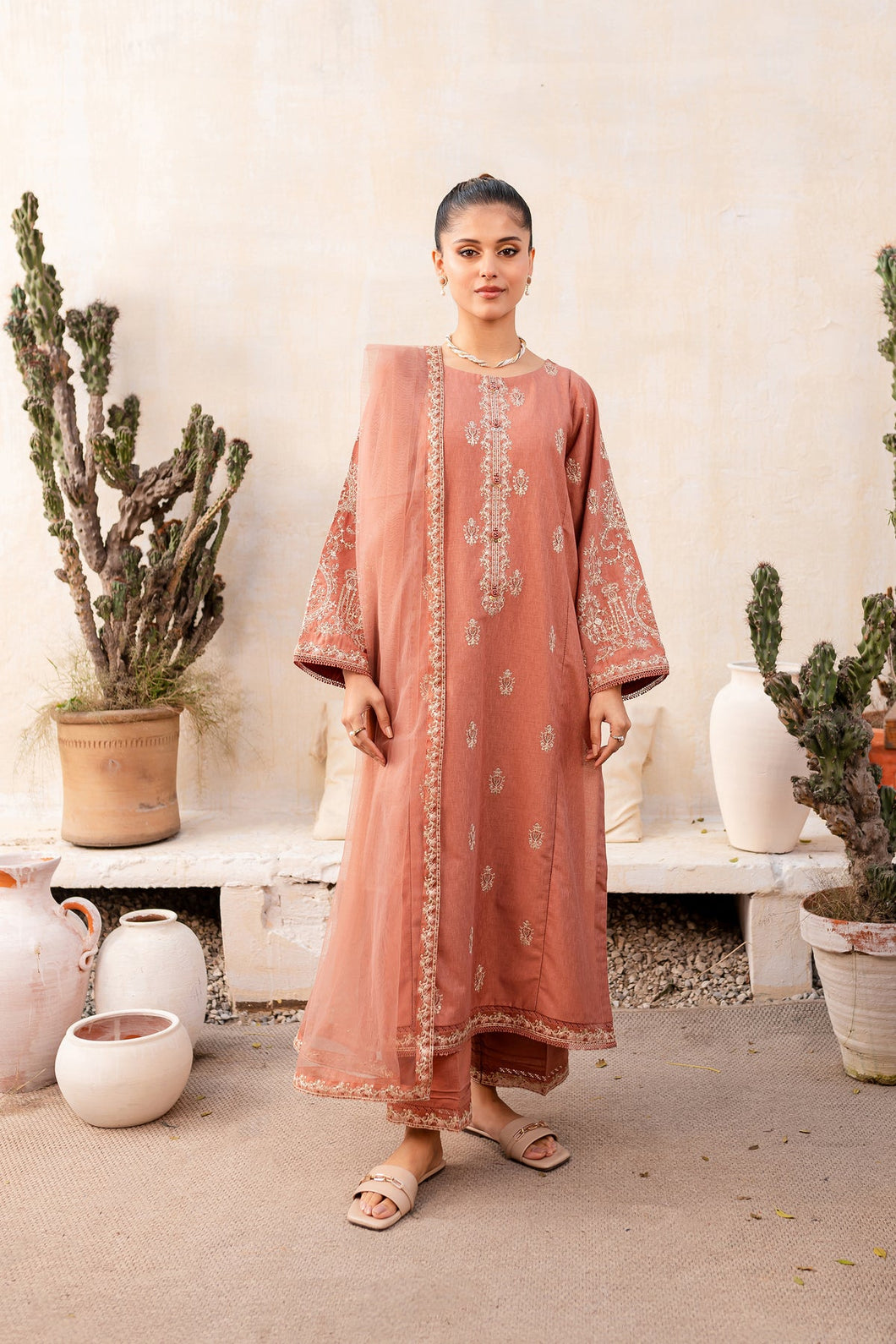 Nate 3Pc - Embroidered Karandi Dress (2-5 weeks delivery)
