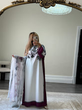 Load image into Gallery viewer, Varzah kaftan style long shirt with khadi net duppata and wide leg trouser