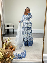 Load image into Gallery viewer, Faiza saqlain inspired lawn embroidered 3 piece suit with cotton net duppata and trouser