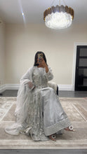 Load image into Gallery viewer, Organza handwork embroidered suit with organza duppata