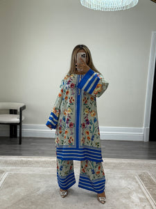 X-LARGE jacquard printed 2 piece suit set with shirt and trouser