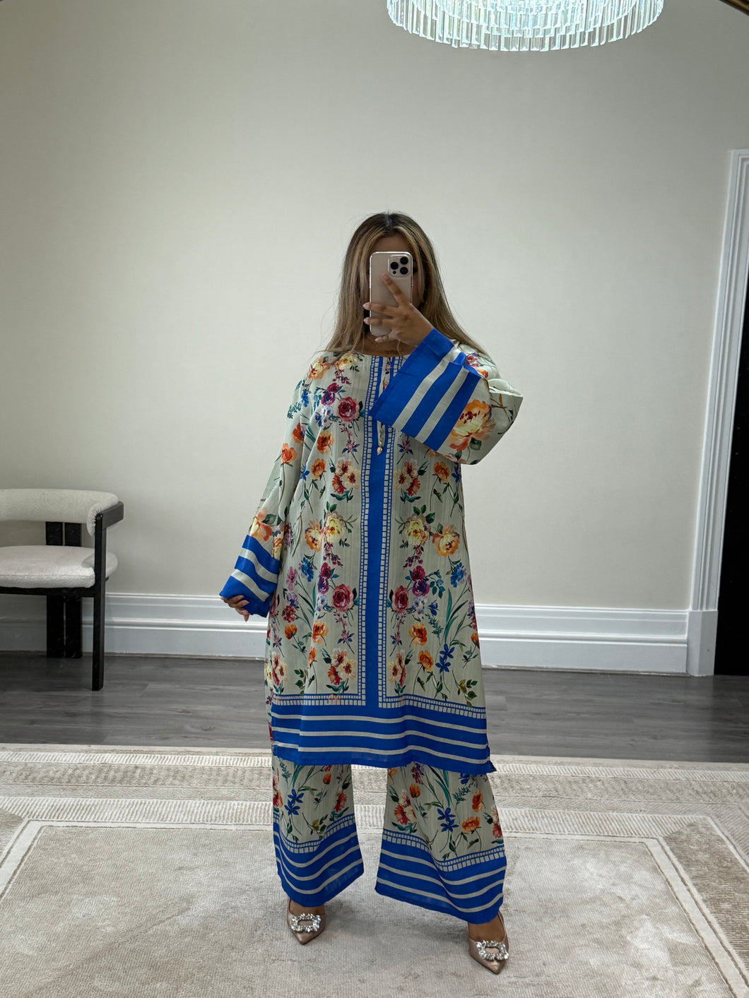 X-LARGE jacquard printed 2 piece suit set with shirt and trouser