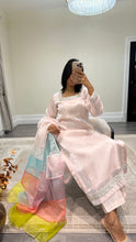 Load image into Gallery viewer, silk diamonte 3 piece suit with organza duppata